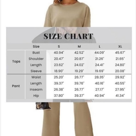 Two Piece Sweater Set Long Sleeve Wide Leg Pants Outfit - Picture 4 of 5